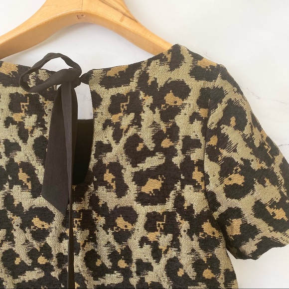 Anthropologie Hutch Leopard Print Metallic SS Sweater Top 66170 - Picture 5 of 10